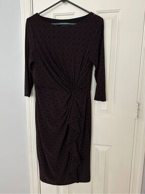NWOT Lauren Ralph Lauren Classy, Elegant Front Ruching, Flattering Print Dress